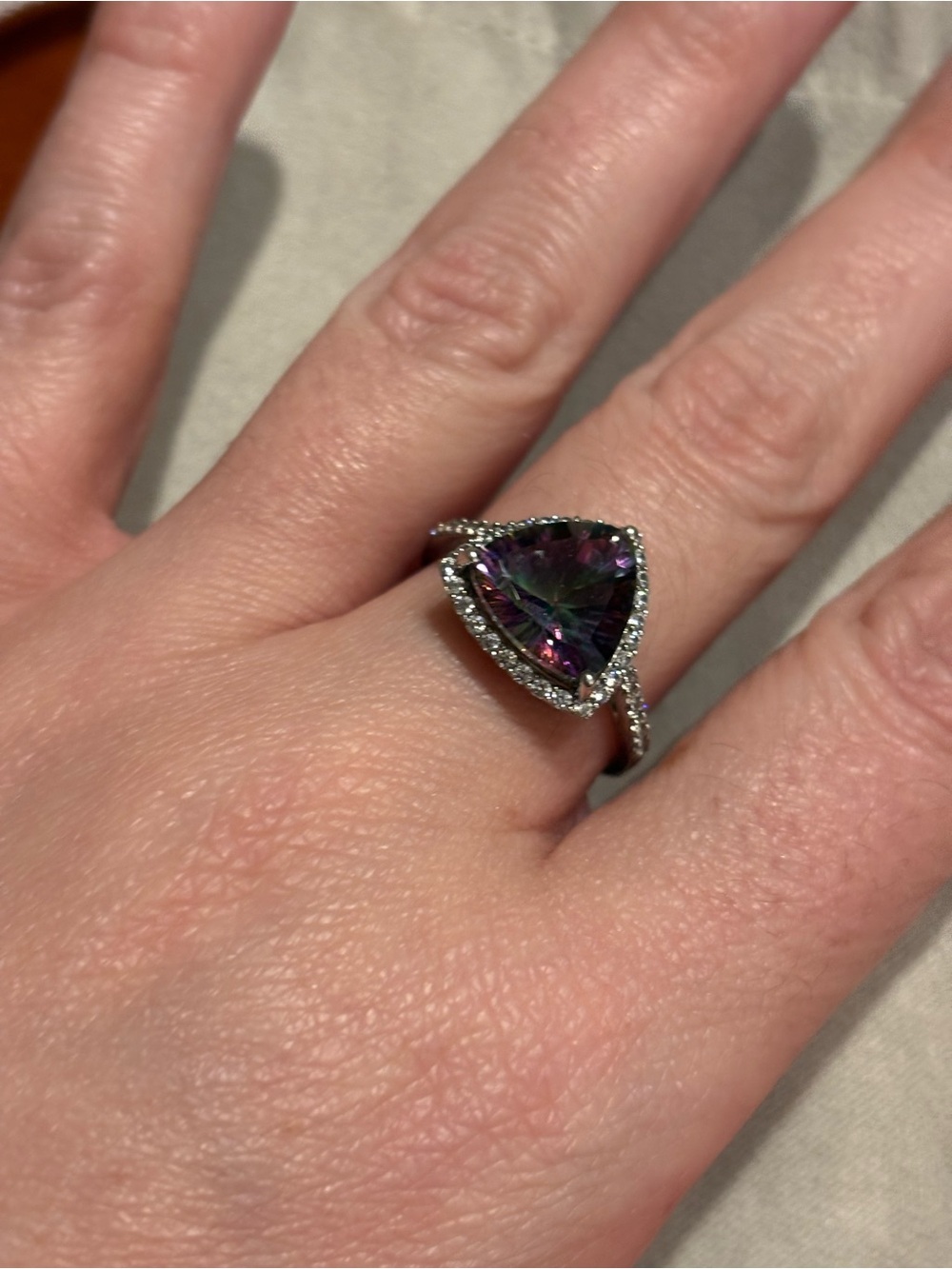 ‘Northern Lights’ Halo Sterling Silver Ring - Picture 4 of 8